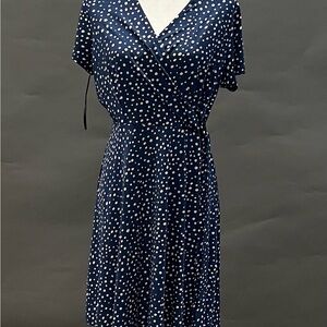 Kaileigh Blue Midi Sundress with V-neck and Flutter Sleeves